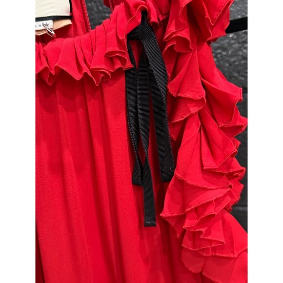 Gucci Red Silk Sleeveless Ruffle Dress Size 44 | Made in Italy | - Picture 8 of 9